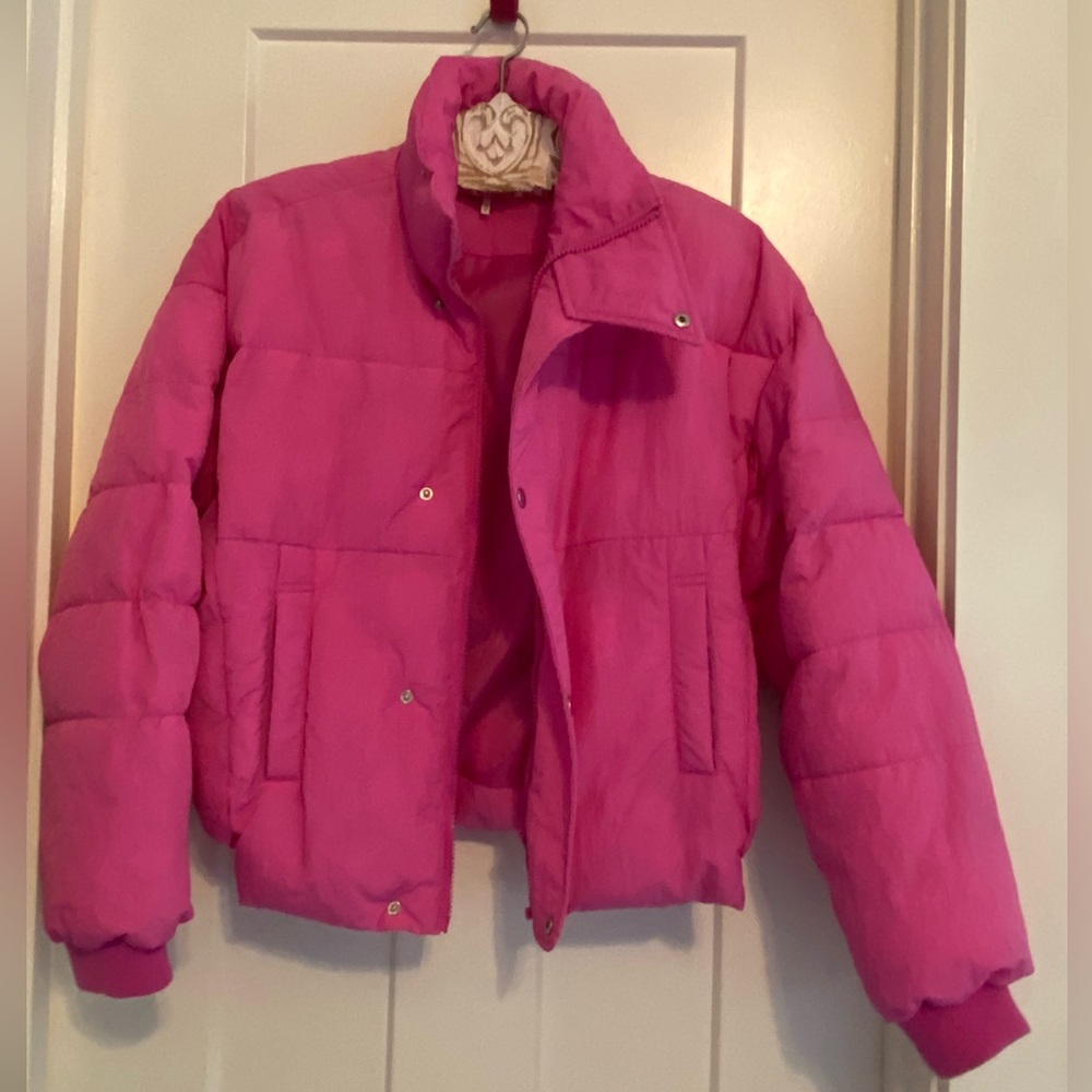 Free People Pink Puffer Jacket